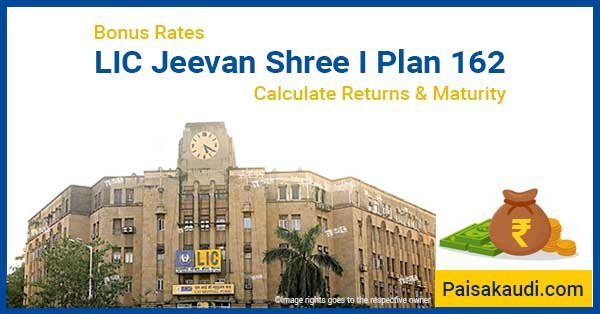 LIC Jeevan Shree I Plan Bonus Rates - Paisa kaudi